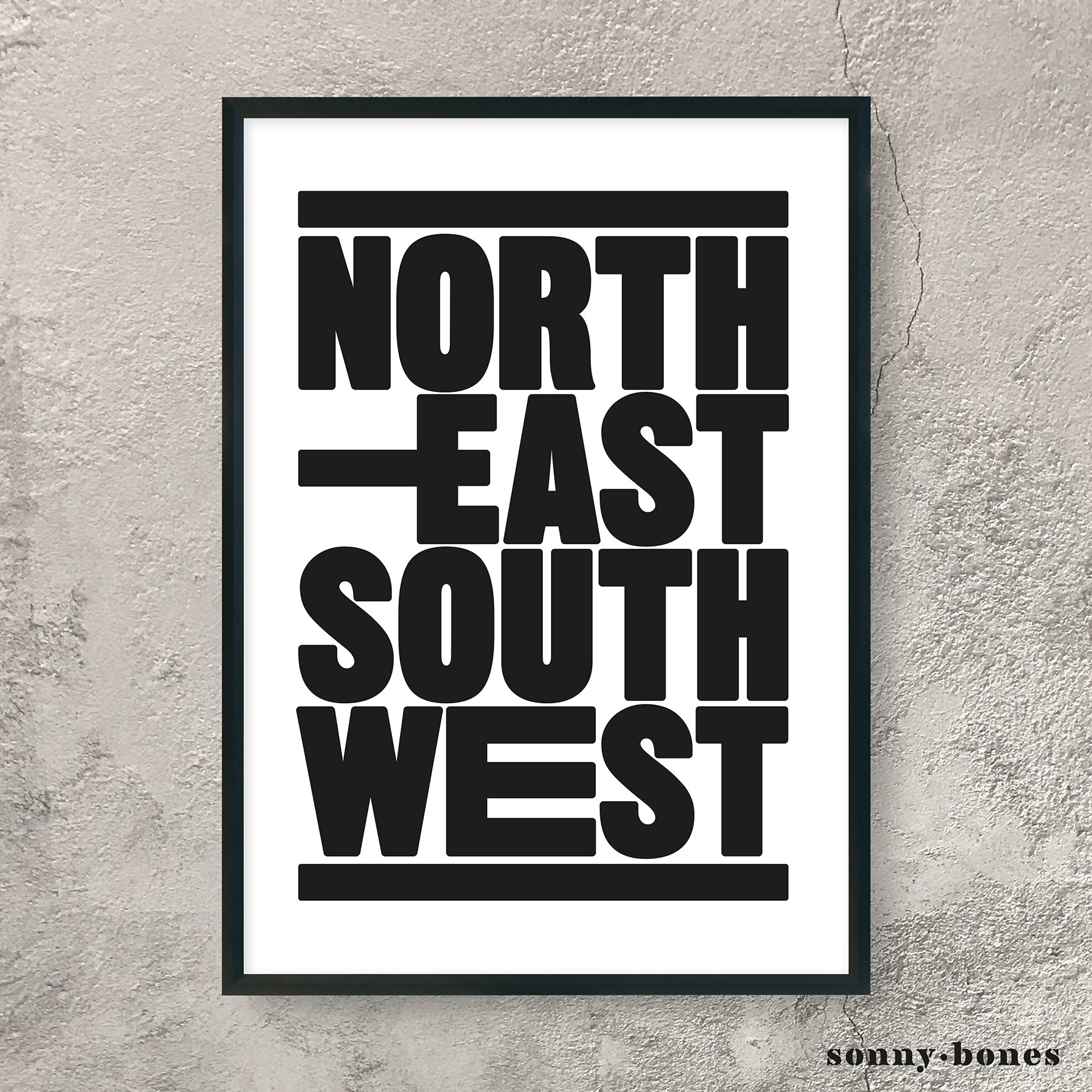 NORTH EAST SOUTH WEST (black/white)