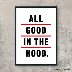 GOOD IN THE HOOD (black/white/red)