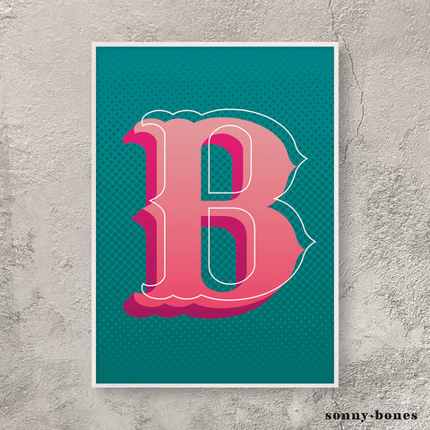 Circus Letter B (green/pink)