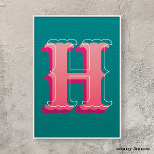 Circus Letter H (green/pink)