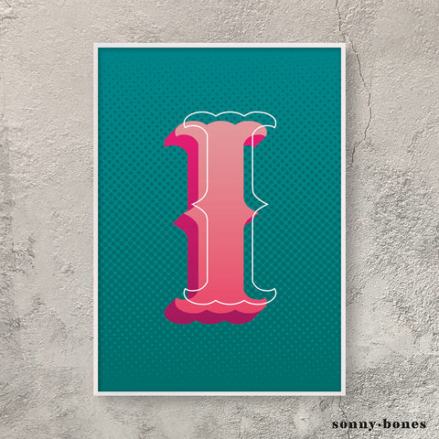 Circus Letter I (green/pink)