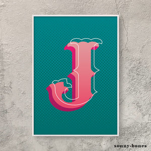 Circus Letter J (green/pink)