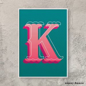 Circus Letter K (green/pink)
