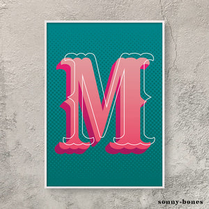 Circus Letter M (green/pink)