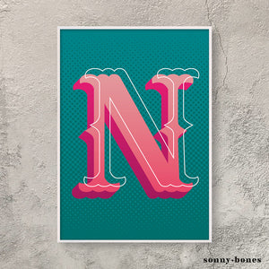 Circus Letter N (green/pink)