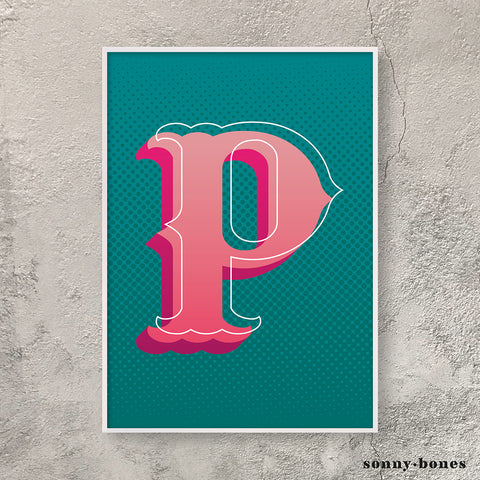 Circus Letter P (green/pink)