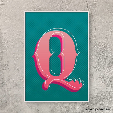 Circus Letter Q (green/pink)