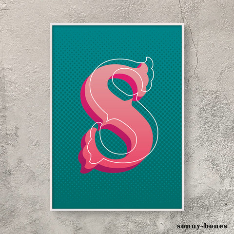 Circus Letter S (green/pink)