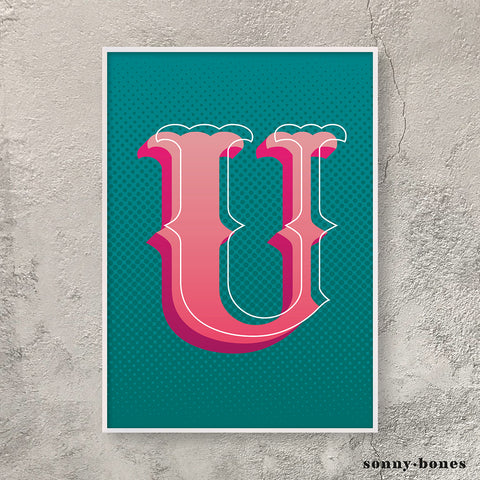 Circus Letter U (green/pink)