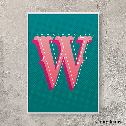 Circus Letter W (green/pink)